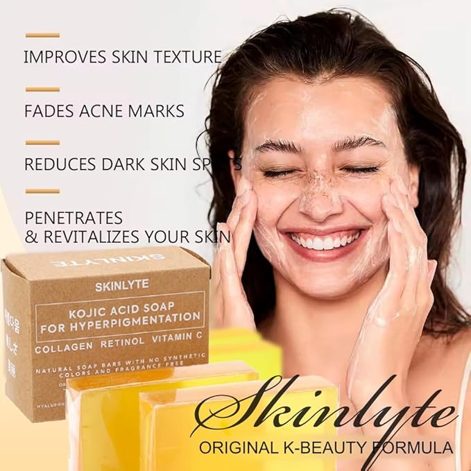 Kojic Acid Soap Natural -Fragrance Free and Dye Free- Dark Spot Remover Hyperpigmentation Corrector K-Beauty Formula - Turmeric, Glycerin, Collagen, Hyaluronic Acid, Retinol (2 Pack) 7oz.