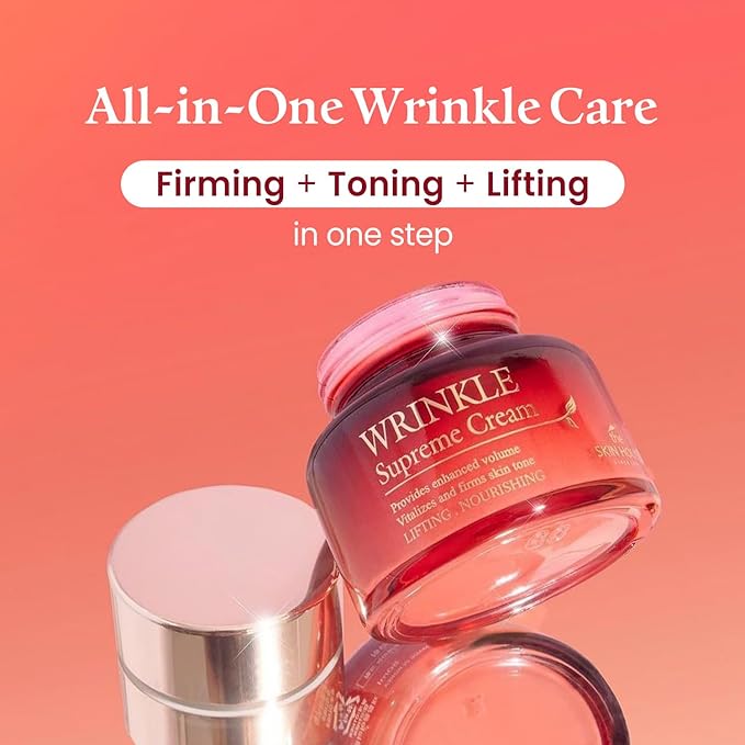 THE SKIN HOUSE Wrinkle Supreme Gift Set – 3-Step Korean Skincare Kit with Ginseng, Adenosine & Ceramide | Firming Cleanser, Wrinkle Serum & Nourishing Cream | Holiday Gift for Hot Weather