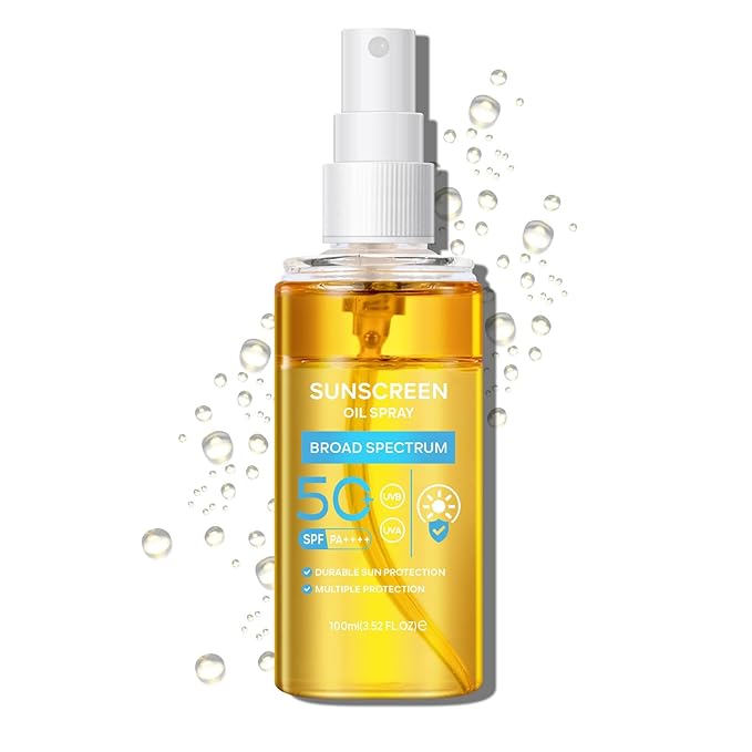 SPF Oil Sunscreen Spray,SPF Glow Oil Sunscreen Mist,Broad Spectrum Sunscreen Protection Oil Sunscreen Spray,SPF 50 PA++++,Hydration Body Sunscreen Oil Skin Sun UVA/UVB Protection 100ML