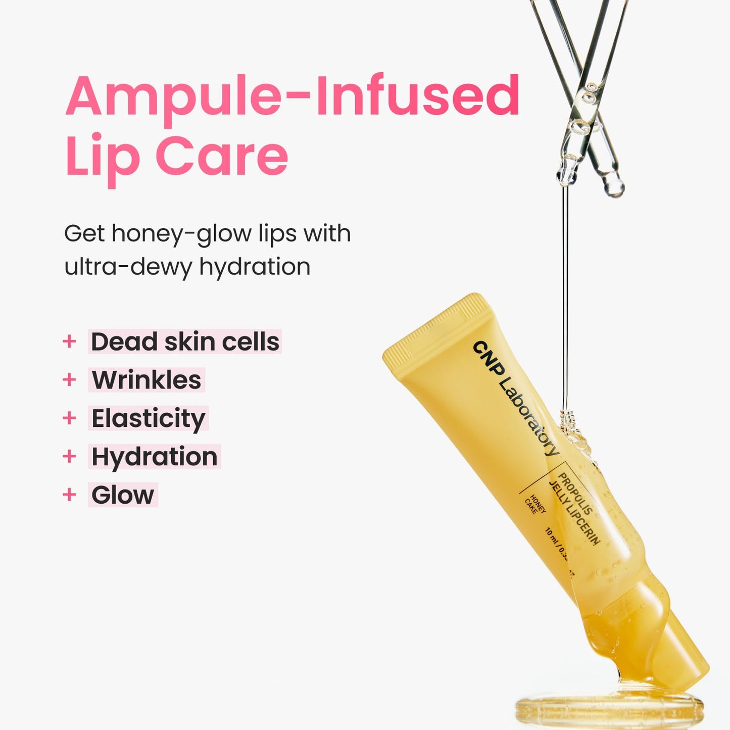 CNP Propolis Jelly Lipcerin™ - 01 Honey Cake, Hydrating Lip Balm & Gloss with Manuka Honey + Hyaluronic Acid, Korean Skincare, 0.3 fl.oz.