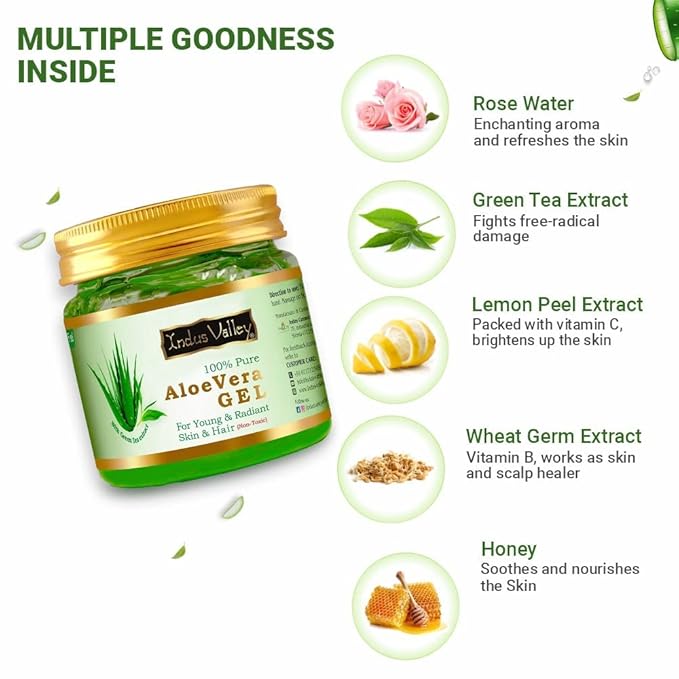 INDUS VALLEY Non-Toxic Aloe Vera Gel for Acne, Scars, Glowing & Radiant Skin Treatment (400 ml)