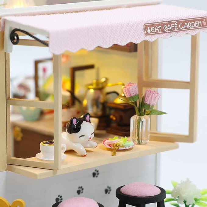 CUTEBEE Dollhouse Miniature with Furniture, DIY Wooden Dollhouse Kit Plus Dust Proof, Creative Room Idea