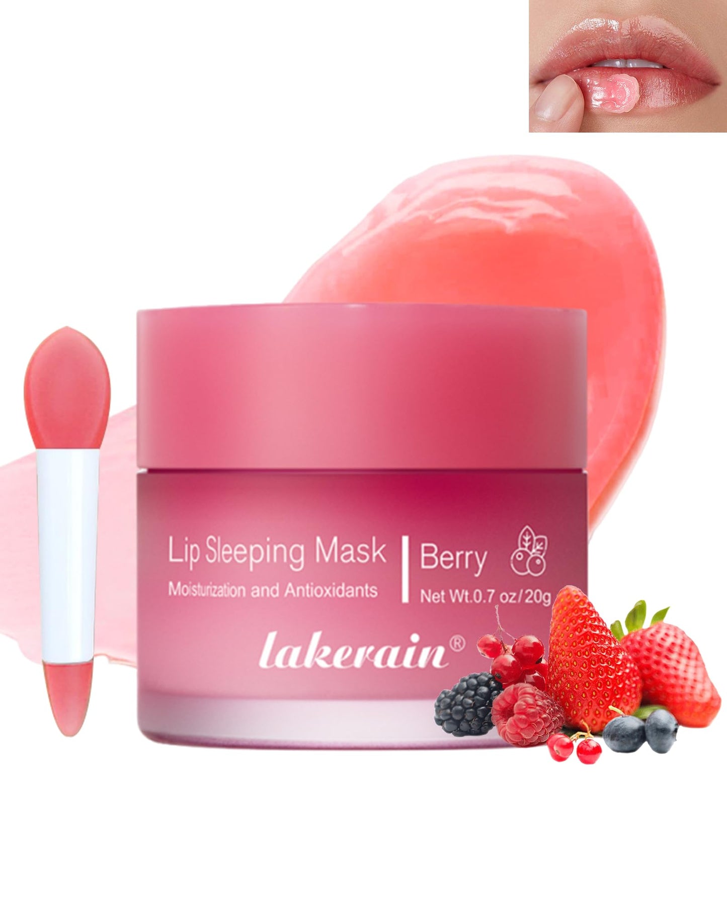 Sleeping Lip Mask, Overnight Hydrating & Prevention Dry and Cracked Lips Scrubs Exfoliator & Moisturizer, Ultra-Nourishing Lip Sleeping Mask with Wand, Lips Care Therapy Treatment for Women-02#Berry