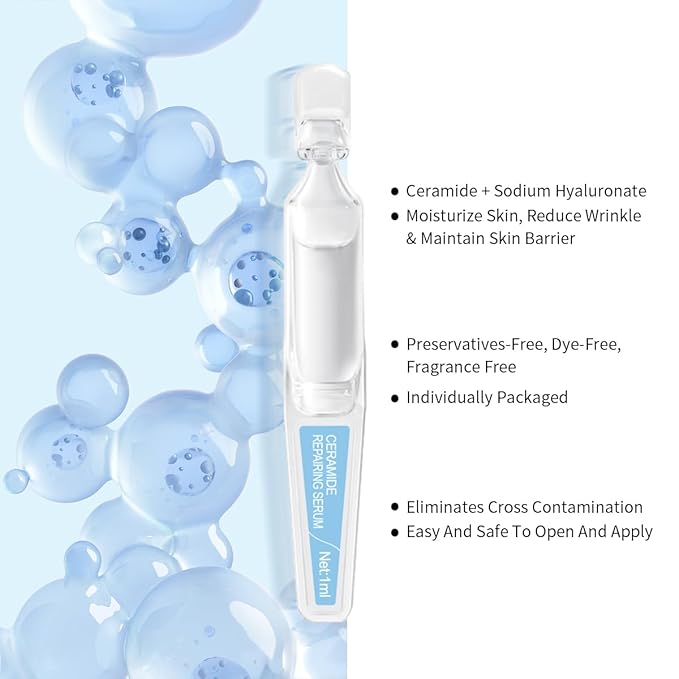 Small Molecule Hyaluronic Acid Face Serum + Ceramide Repairing Serum, One-Day Ampoule Duo for All Skin Types, Deep Hydration & Barrier Strengthening, Day & Night Routine