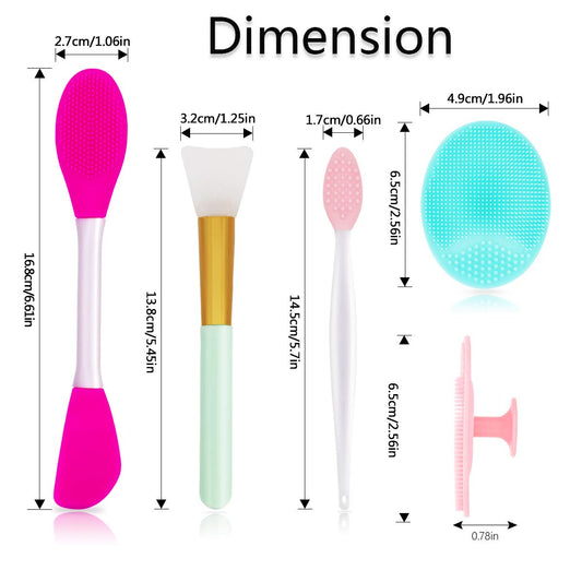 5PCS Silicone Scrubber Set, Lip & Face Cleansing Brush and 2PCS Exfoliating Face Brush for Men & Women