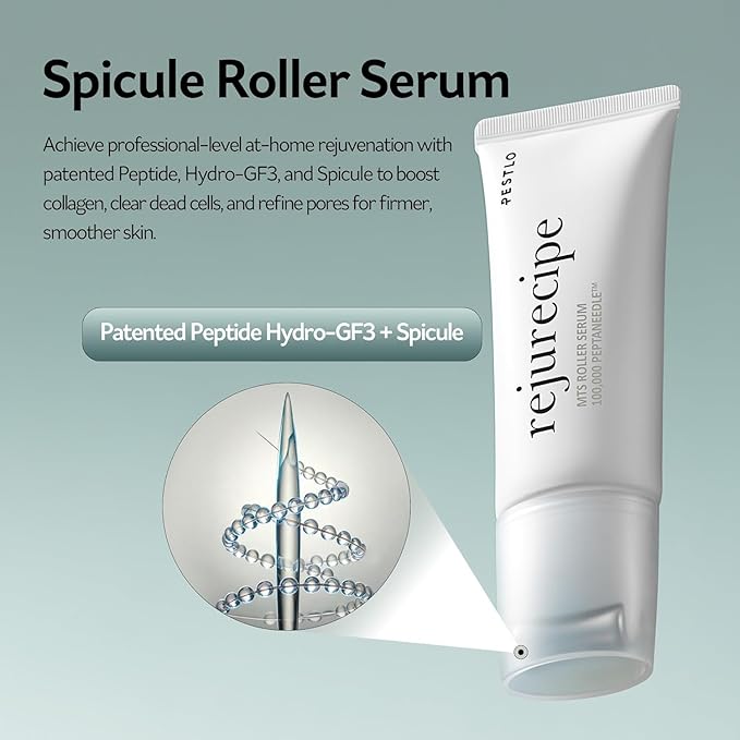 PESTLO Rejurecipe Spicule Roller Serum 50ml (1.69 fl oz) - Exfoliating & Hydrating Serum with Spicule Technology, Phyto-PDRN for Face, Neck, Décolleté with Gua Sha