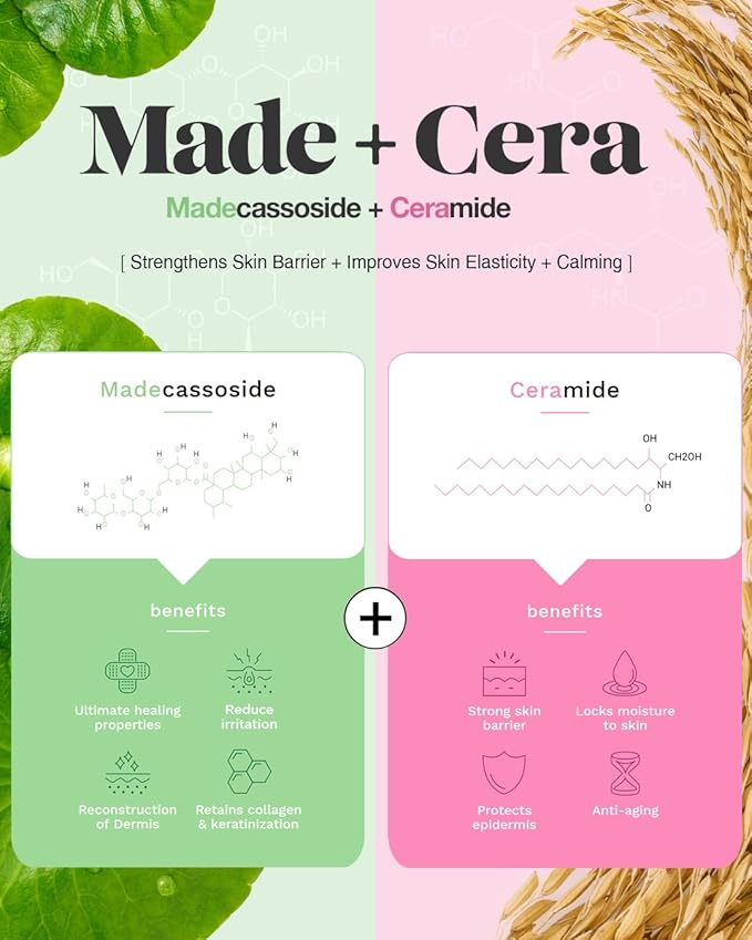 SKINRxLAB Made Cera Cream - Acne & Redness Relief Face Moisturizer, Sebum Control, Improving Skin Barrier with Ceramide and Madecassoside, Anti-Aging and Pore Minimizing Face Cream, 1.69 fl.oz.