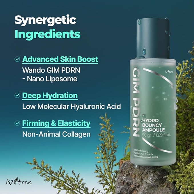 ISNTREE Gim PDRN Hydro Bouncy Ampoule 50ml, 1.69 fl oz | Korean SEAWEED Skincare Facial Serum | Water Jelly Texture | Hydrating & Firming | Multi-Hyaluronic Acid + Collagen Boost | Pore-Refining Glow
