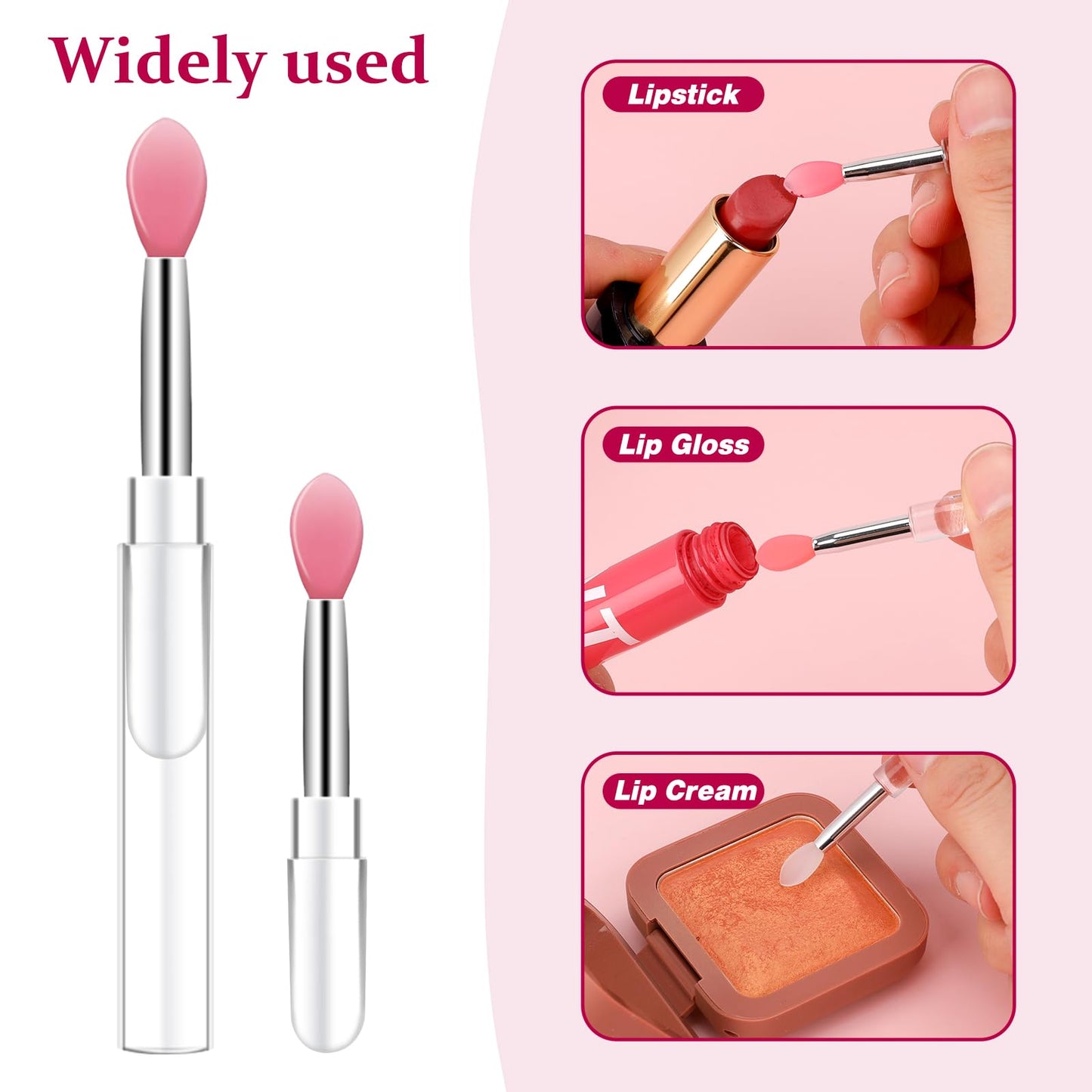10Pcs Silicone Lip Brushes Tool, Reusable Lip Balm Applicator Lipstick Applicator Brushes with Caps Eyeshadow Lips Brush for Lipsticks, Lips Gloss and Other Cream Makeup Produts