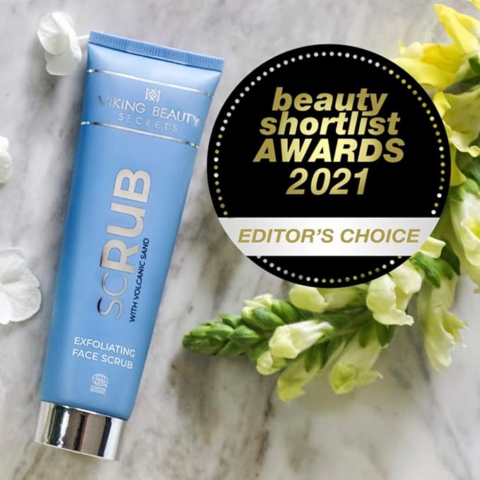 Face Scrub - Organic Exfoliating Face Wash with Icelandic Black Volcanic Sand and Rowanberries - Gentle Face Exfoliator for All Skin Types - 2 Fl Oz