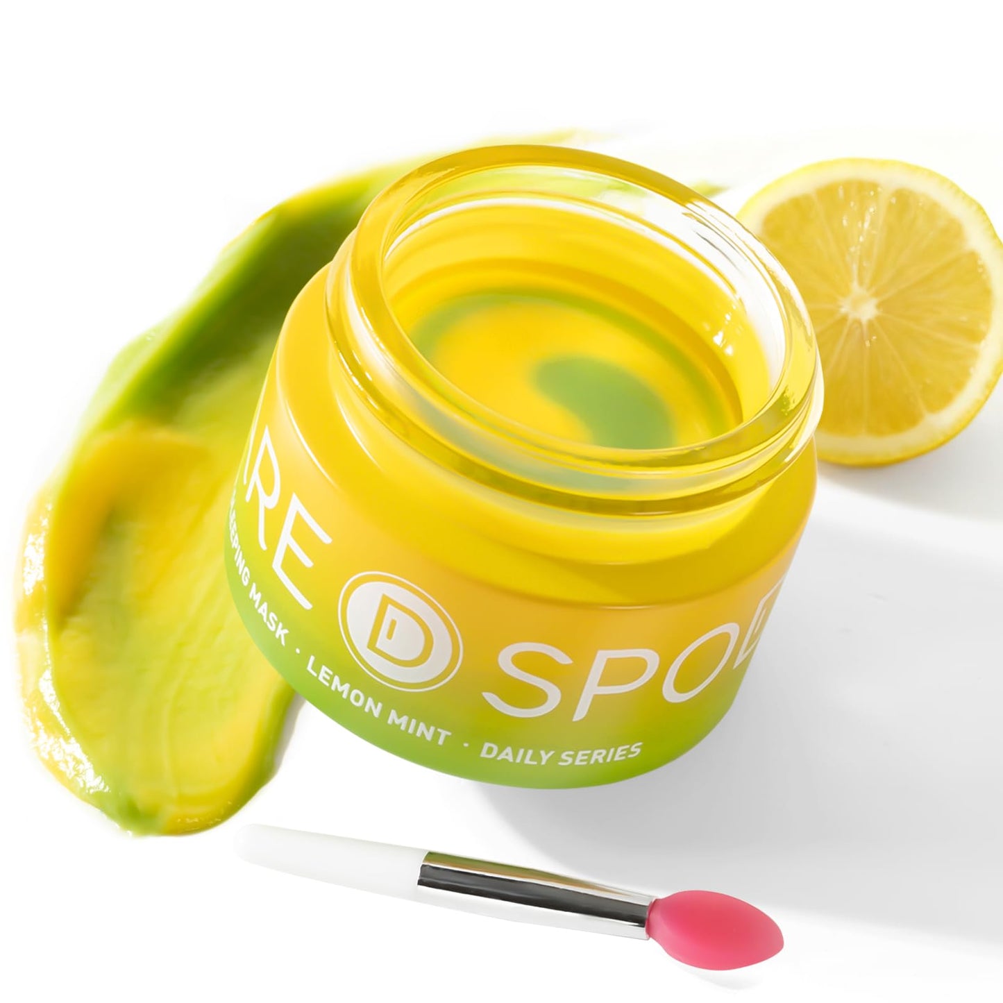 SPODARE Lip Mask, Overnight Lip Sleeping Mask, Lip Moisturizer for Dry Cracked Lips Care, Dual-Color Korean Lips Balm with Vitamin C and Shea Butter for Nourishing and Softening Lips - Lemon Mint