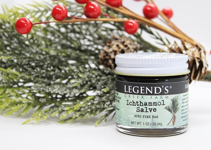 Legend's Creek Farm Herbal Salve - Healing Ointment with 20% Ichthammol Drawing Salve - Natural Balm for Stings, & Splinters - 1 oz - Handmade in USA (Ichthammol Pine Tar)