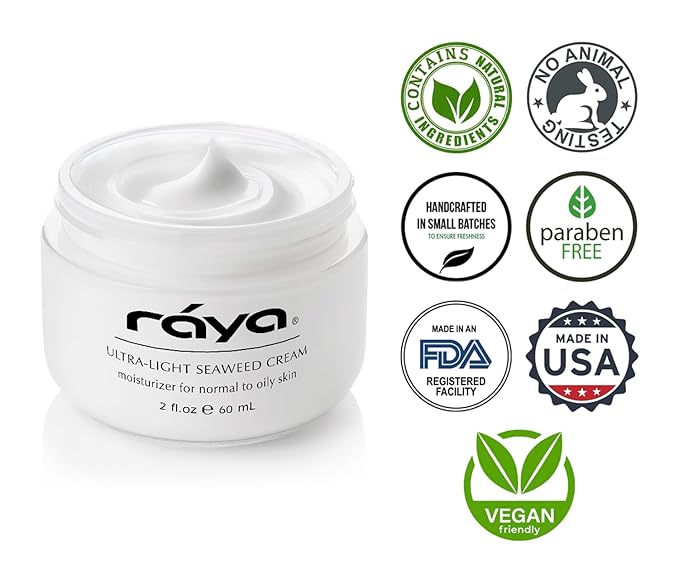 Raya Ultra-Light Seaweed Cream (304) | Anti-Aging Moisturizer for Oily, Break-Out Skin | Hydrating Face Cream Reduces Fine Lines, Wrinkles | Best Facial Moisturizer for Dry, Aging Skin | Controls Oil