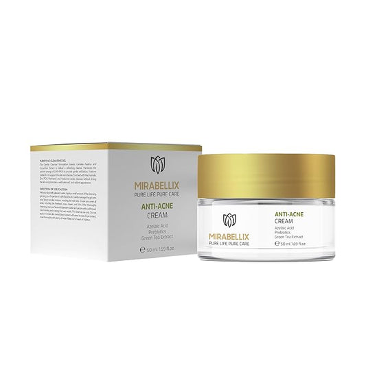 Anti-Acne Cream with %1 Azelaic Acid, Niacinamide, Prebiotic & Green Tea Extract, Oil Control & Skin Barrier Repair, 50ML for Oily & Acne-Prone Skin