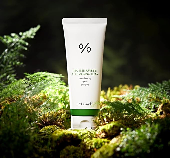 Dr.Ceuracle by leegeehaam Tea Tree Purifine Cleansing Foam (150ml / 5.07 fl. oz.) - Gel to Foam Mild Soothing Daily Cleanser with Fine Bubbles, Sebum Reducing and Hydrating for Sensitive Skin