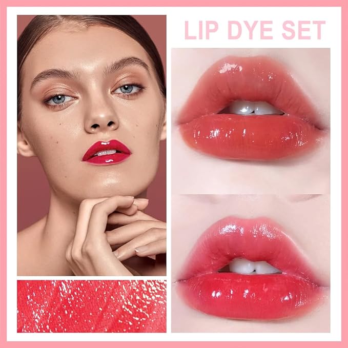 6Colors Peach Lip Tint Stain Set,Water Lip Tint Gloss
