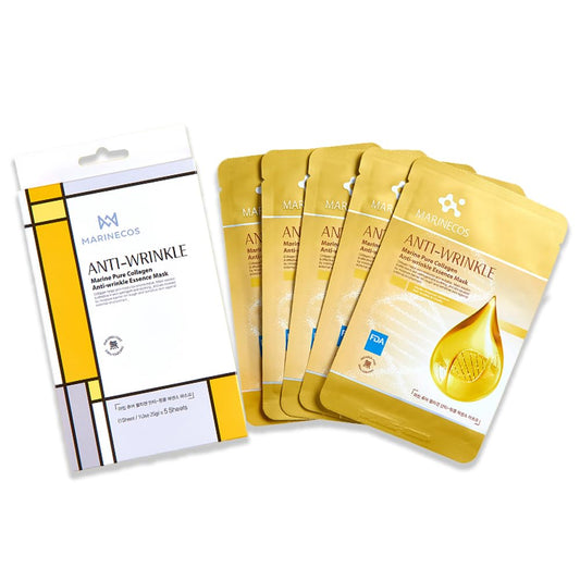 ZIOSTAND Marine Collagen Gold Essence Mask ㅣ Firming Sheet for Skin Elasticity ㅣ Lifting Daily Skincare ㅣ Korean Youthful Glow Face Mask ㅣ 5 of Pack
