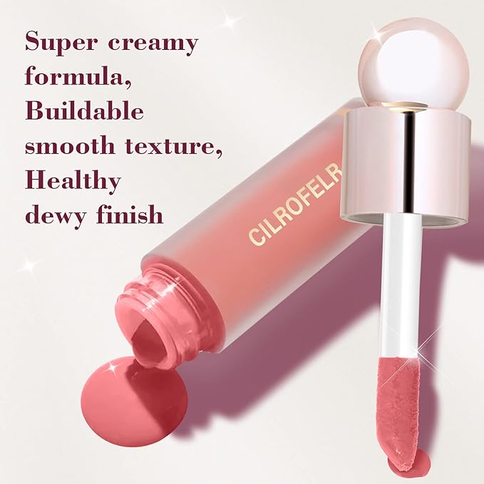 Cilrofelr Dewy Liquid Blush, Soft Cream Liquid Blush Nude Peach)