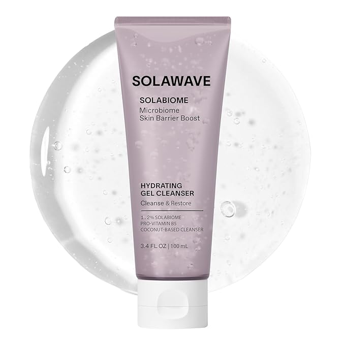 Solawave Probiotic Gel Facial Cleanser with Prebiotics and Pro Vitamin B5, Hydrating and Soothing Formula to Remove Makeup and Reduce Blemishes - Non-Comedogenic for All Skin Types (3.4 FL OZ)