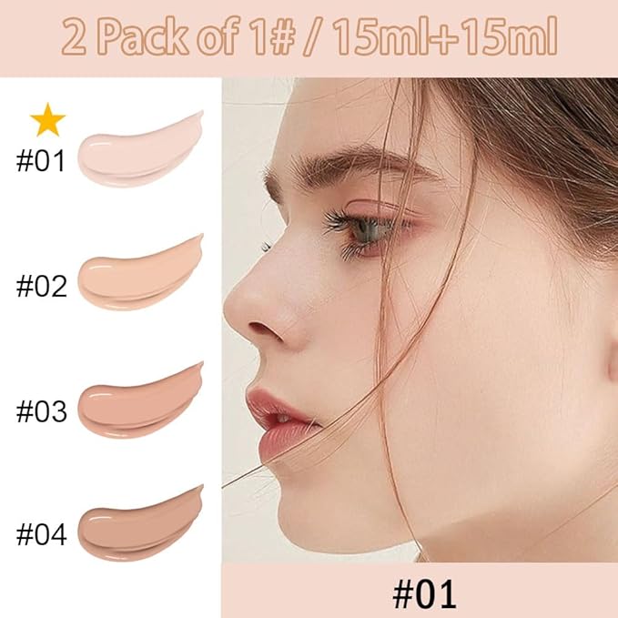 2 Pack Liquid Foundation Cream with Foundation Brush