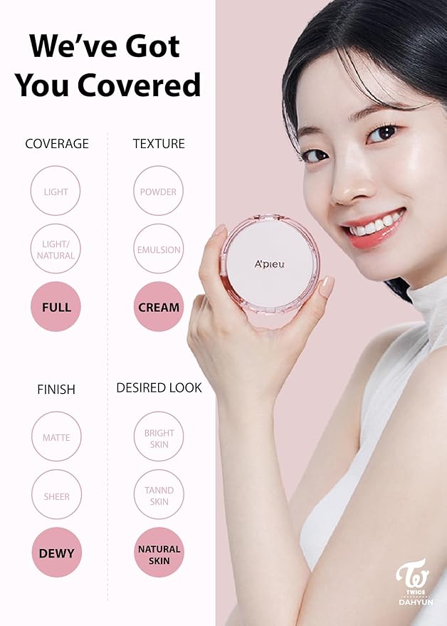 A'PIEU Waterlock Cushion Foundation No.ight Beige Semi-Matte Natural Acid, Paraben-Free 21 L