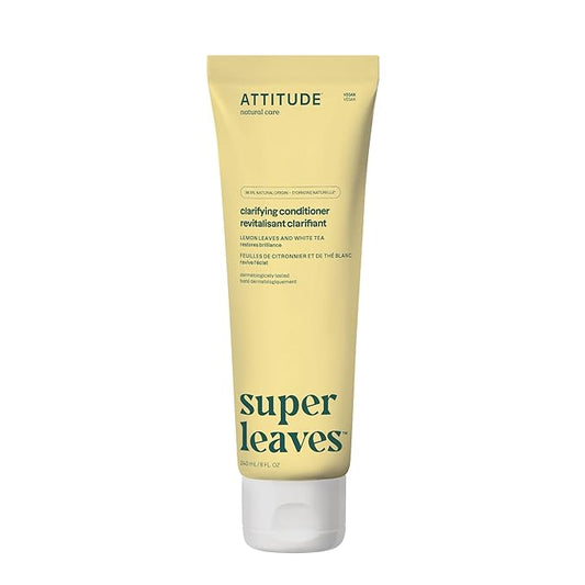 ATTITUDE Clarifying Hair Conditioner, Restores Shine, Naturally Derived Ingredients, Vegan Detangler, Dermatologically Tested, Lemon Leaves and White Tea, 8 Fl Oz