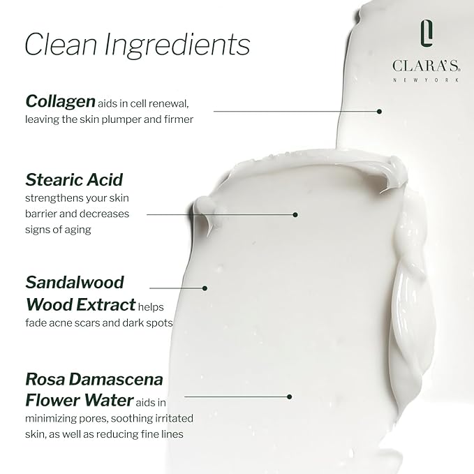 CLARA'S NEW YORK Advanced Rejuvenating Collagen Cream, Anti-Wrinkle and Made for Healthy Glowing Skin, Rich, Non-sticky, Fast-absorbing Formula 50ml MADE IN USA