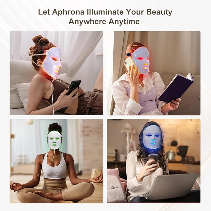 FDA cleared LED Facial Skin Care Mask -Blue & Red Light Treatment Photon Mask (Pearl)