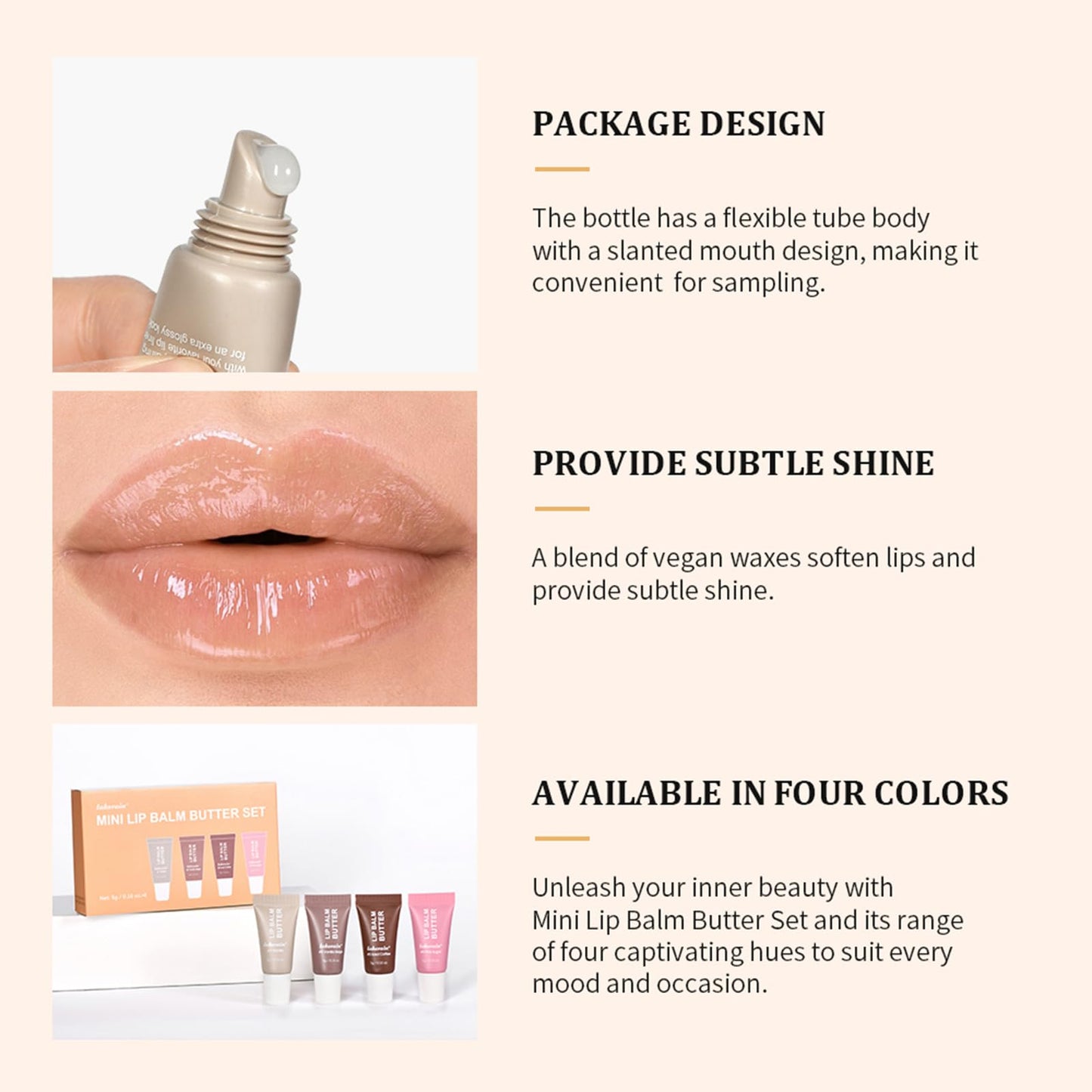 4Pcs Hydrating Lip Gloss Set, Mini Lip Butter Balm Pack, High Shine Glass Finish Lip Moisturizing Plumping Lip Gloss Shiny Jelly Liquid Lipstick for Women