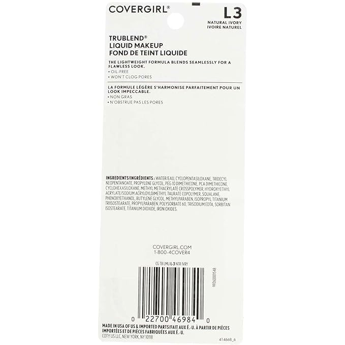 COVERGIRL Trublend Oil-Free Liquid Foundation, Lightweight, Dewy Finish, Clog Pores