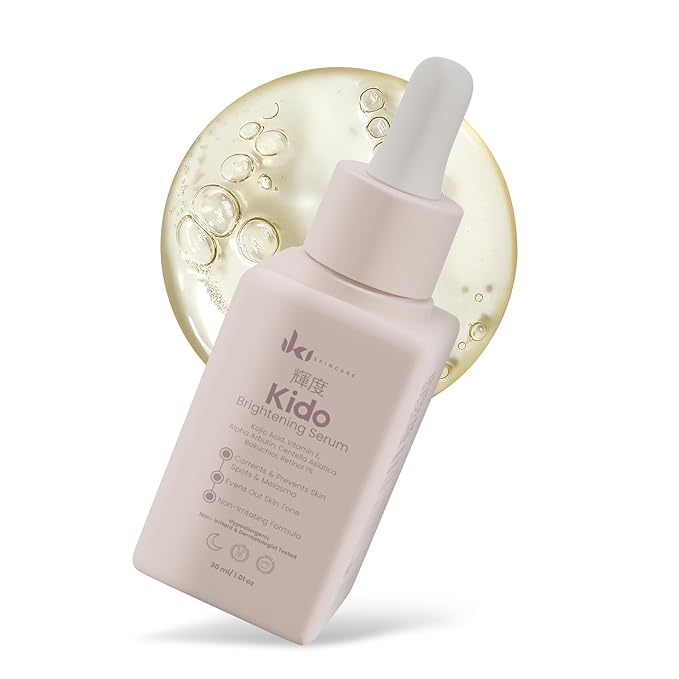 KIDO Brightening Serum - Reduces Dark Spots, Evens Skin Tone, Hydrates Deeply, Non-Irritating Formula, Kojic Acid, Alpha Arbutin, Retinol Serum for Face, Centella Asiatica, & Vitamin E
