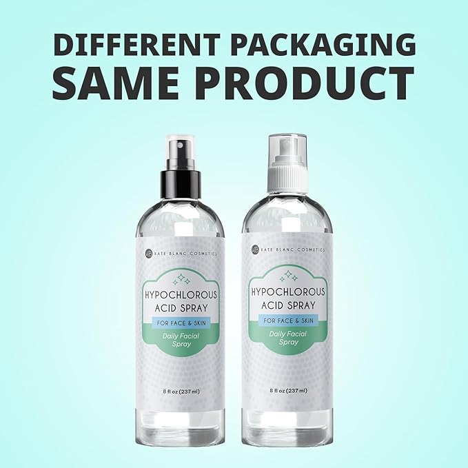 Kate Blanc Cosmetics Hypochlorous Acid Spray for Face and Skin. Gentle Facial Cleanser for Acne-Prone & Sensitive Skin with .02% HOCl (8oz)