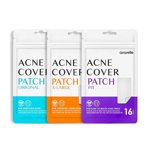 AVARELLE Ultimate Acne Care Trio Pimple Patches | Hydrocolloid Acne Patches for Blemishes and Zit for Face, Vegan, Cruelty Free