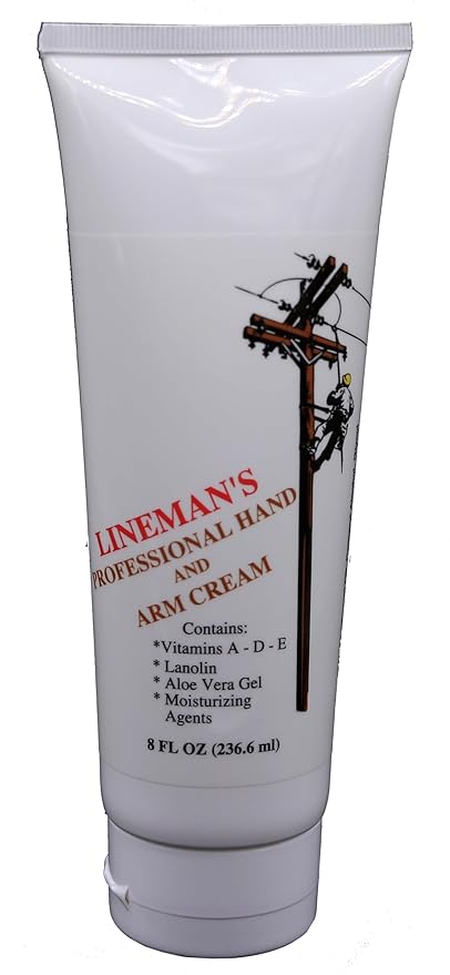 Lineman's Professional Hand Cream – Moisturizing Lotion for Dry, Cracked Hands – Protective Barrier for Workers – Fragrance-Free, 8 oz Tube by the makers of Original Udder Balm
