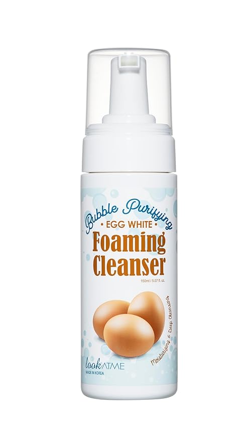 Korean Face Wash for Sensitive Skin - Water Based Bubble Skincare Cleanser - K Beauty Natural Acne Foaming Cleaner - Hydrating Skin Care Cleansing Foam with Low pH - Egg