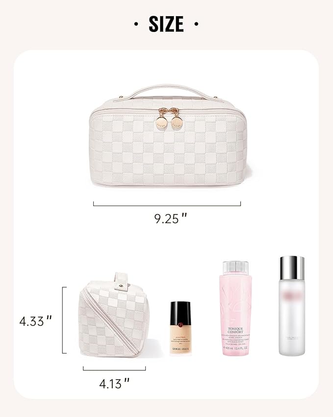 EACHY Travel Makeup Bag,Large Capacity Cosmetic Bags for Women,Waterproof Portable Pouch Open Flat Toiletry Bag Pattern Makeup Bag