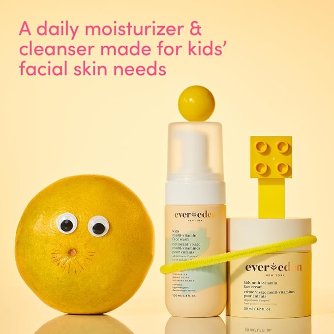 Evereden Kids Face Wash - 3.4 fl oz, Gentle Skin Care, Fresh Pomelo Scent, Gentle Foaming Cleanser, Non-Toxic and Hypoallergenic