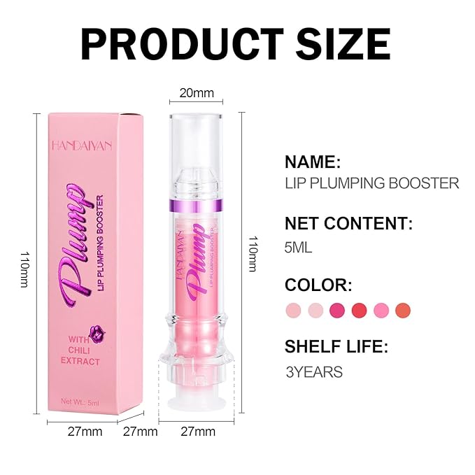 6 Colors Lip Plumper, Hydrating & Smooth Lip Wrinkles, Enhancing Plump Effect for Fuller Lips High Shine Lip Glaze Long Lasting Nourishing Lip Plumper for Women Girls (# 03)