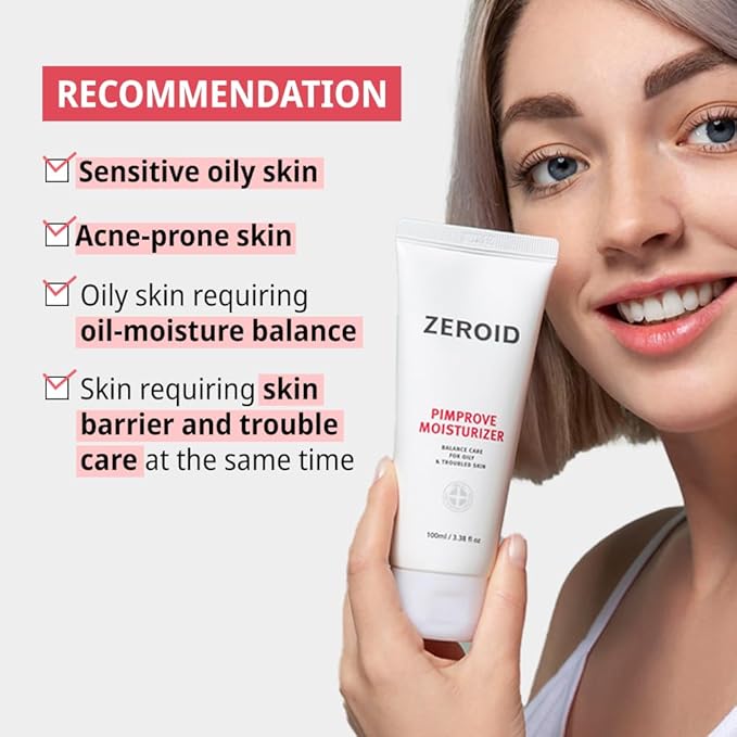 ZEROID | Pimprove Moisturizer Cream | Hyaluronic Acid Moisturizer Face Cream | Korean Face Lotion for Women and Men | Korean Skin Care | Skin Barrier Moisturizing Facial Care | 3.38 fl oz (100ml)