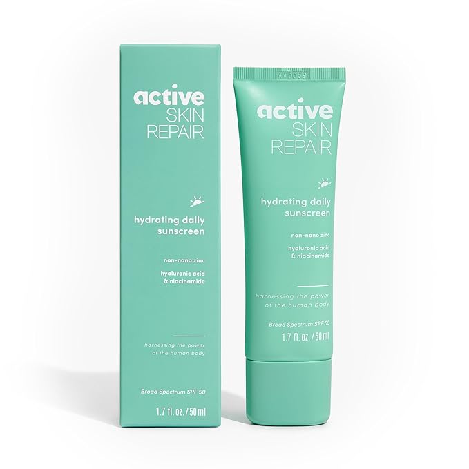 Active Skin Repair SPF 50 Hydrating Daily Sunscreen and Face Moisturizer, Non-Nano Zinc, Non-Toxic Broad Spectrum Protection Hydrating Mineral Facial Sunscreen, 1.7 fl. oz.