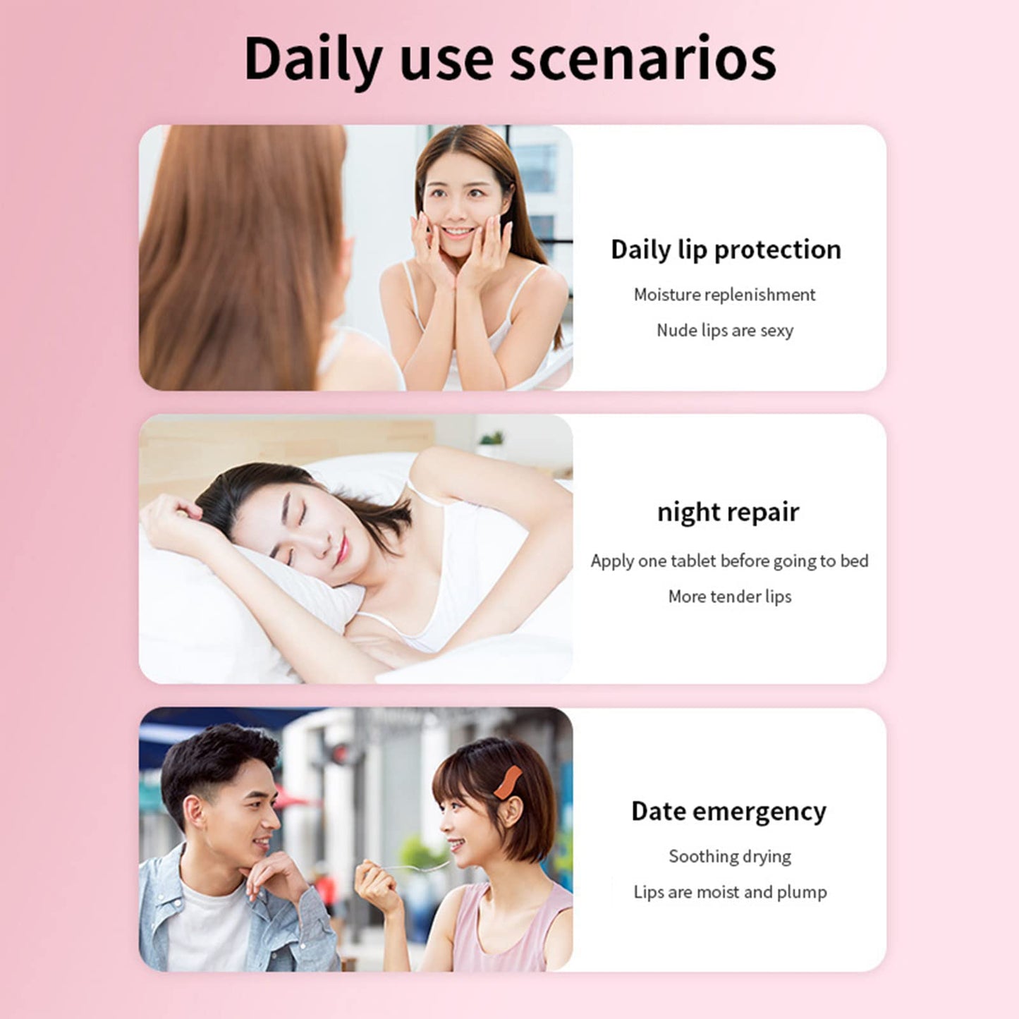 20pcs Moisturizing Lip Mask, Sleep Mask Reduces Lip Lines, Restores Moisture, Nourishes Lip Skin, Plumping Lips Mask (Pink)