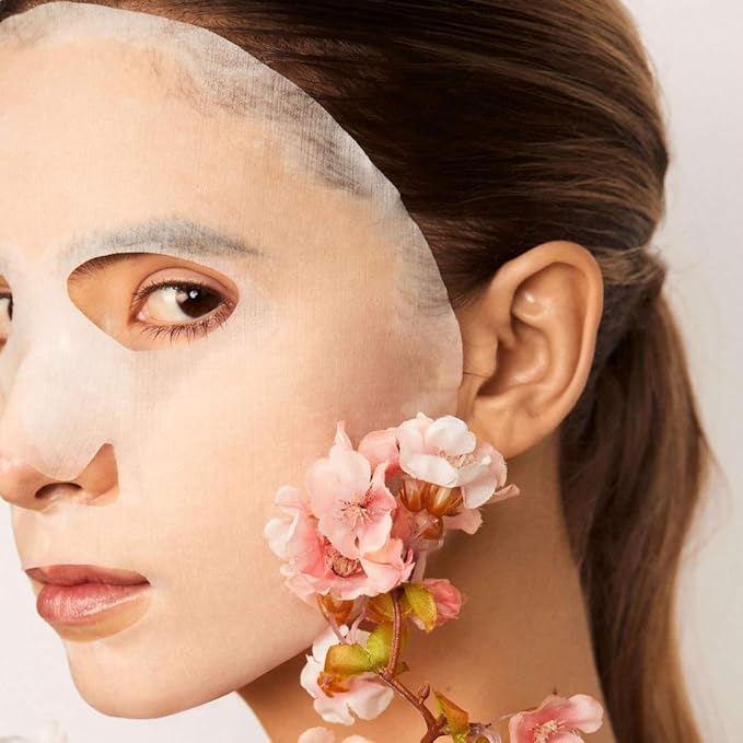 Snow Fox Japanese Cherry Blossom & White Tea Smoothing Mask – 1 Pack for Smooth, Bright, Glossy Skin 'Glass Skin' Effect
