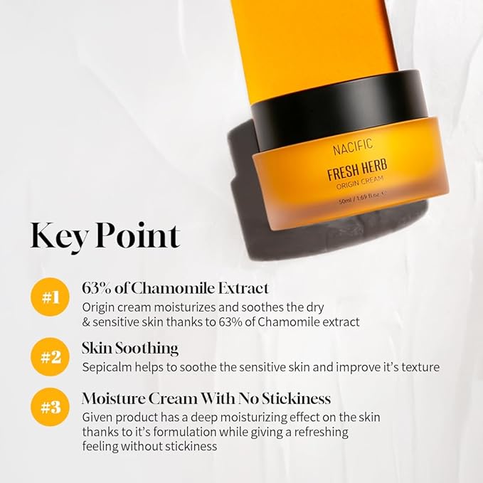 NACIFIC Fresh Herb Origin Facial Cream 1.69fl.oz 50ml Vitamin B, Vitamin Radiance Skin's moisture barrier Hydrating day and night Korean skincare for All skin types