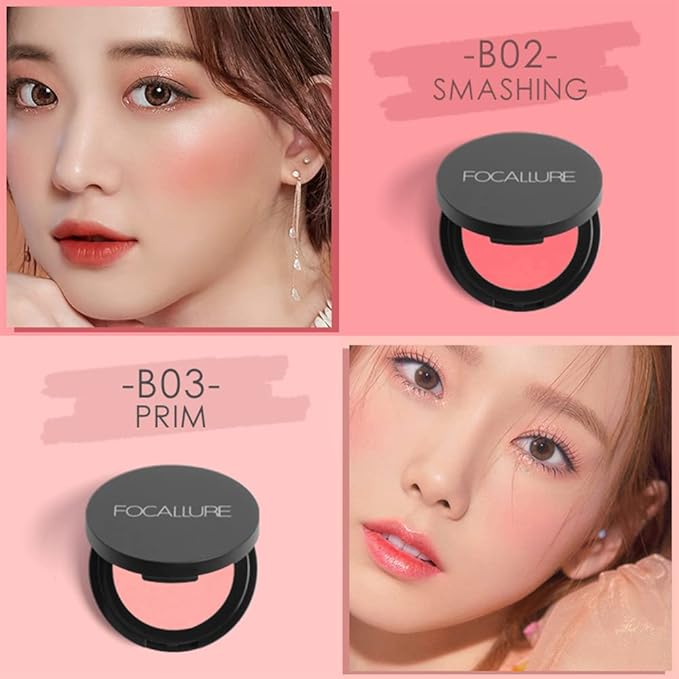 FOCALLURE Silky Face Pressed Blush,High Pigment Mineral Blusher,Create Blusher Makeup,SMASHING
