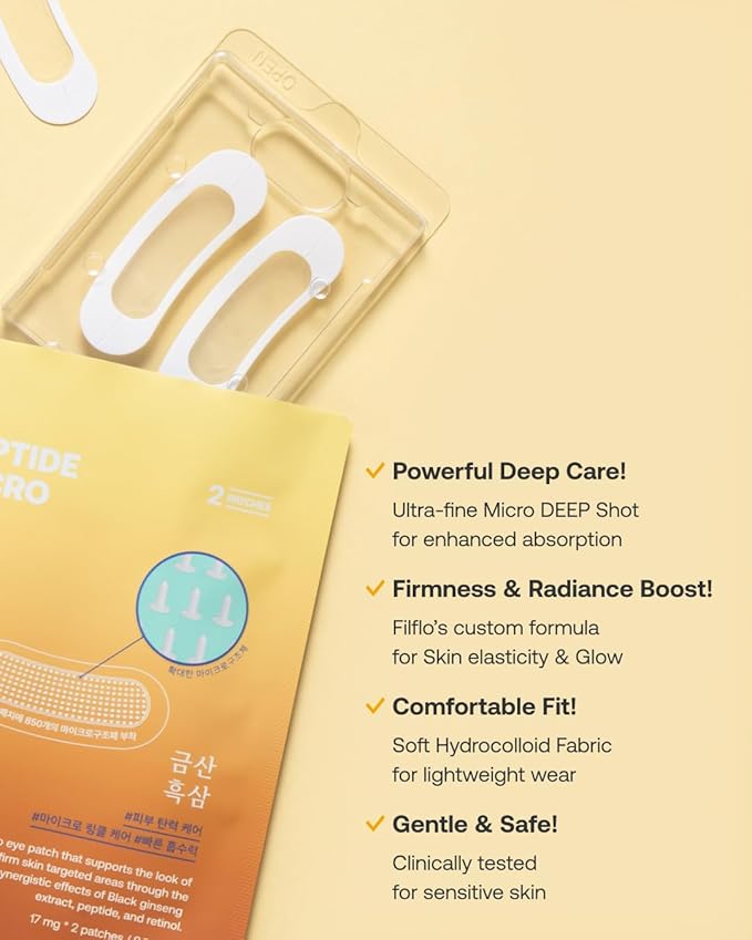 Geumsan Black Ginseng Peptide Under Eye Patches for Dark Circles & Wrinkles 2 Patches, Hydrocolloid Eye Mask for Firming & Hydration, Korean Skincare, Deep Absorption Technology