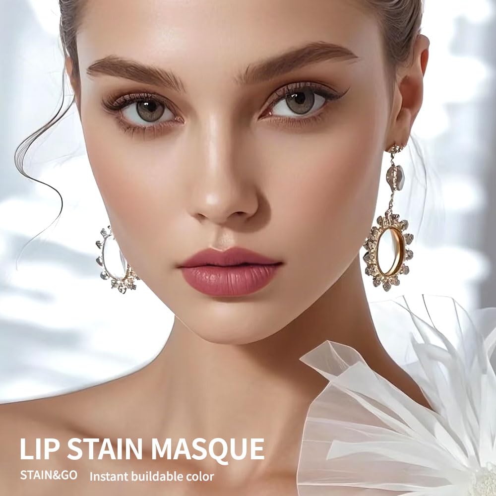 All Day Matte Lip Gloss Peel Off Masque - Peel Off Lip Stain Tattoo, Dusty Mauve Pink Peel Off Lip Tint，Long Lasting Waterproof Transfer-proof Lip Mask Lip Stain Peel Off Lip Gloss,Stay Lip Makeup 04#