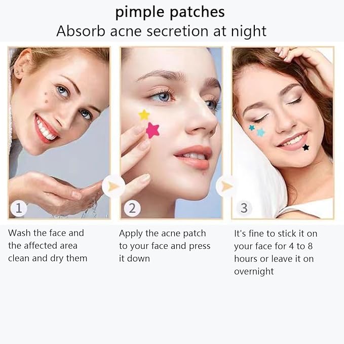 Pimple Patches Pimple Patches Midnight Magic，Salicylic Acid & Tea essential oil - Pimple Patches for Face, Hydrocolloid Acne Patch, Cute Face Stickers, Zit Patch（216pc）
