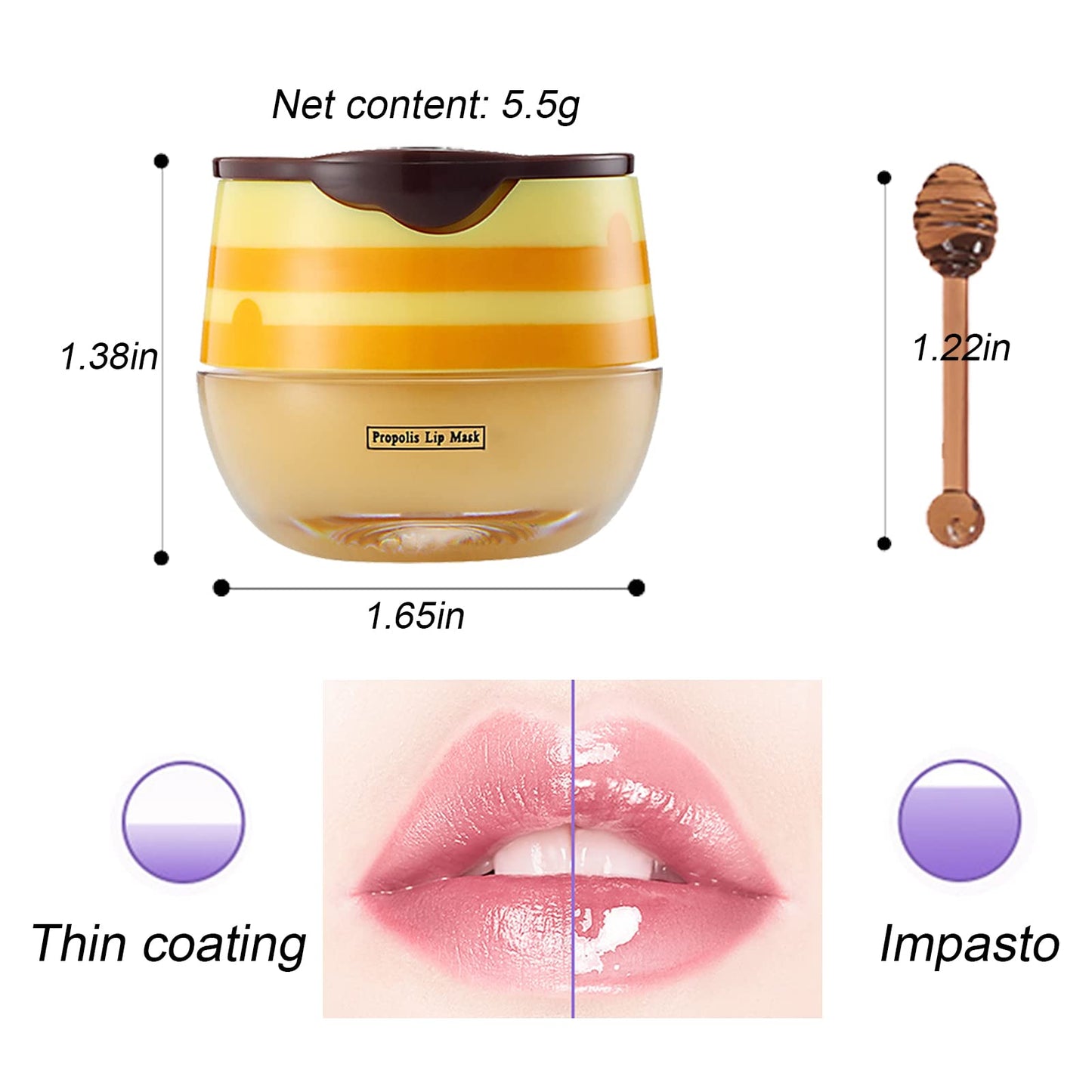 Bee Balm Lip Balm Honey Pot, My Bee Balm Propolis, Honey Lip Mask, Nourishing Moisturizing Sleeping Lip Mask Hydrating & Prevention Dry and Cracked Lip Scrubs Exfoliator (2)