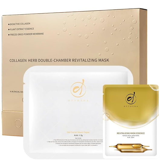 Bioactive Collagen Face Mask for Women & Men Skin Care Beauty SPA,Separated Essence 33ml and Powder Membrane, Hydrating,Repairing,Brightening,Revitalizing, Anti-Aging (5 pairs)