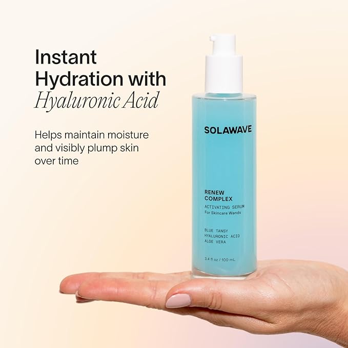 Solawave Renew Complex Red Light Therapy Activation Serum for Face & Neck | Pairs with LED Facial Wand Device | Hydrates & Plumps the Skin | Blue Tansy, Aloe Vera, Hyaluronic Acid (1 Oz)